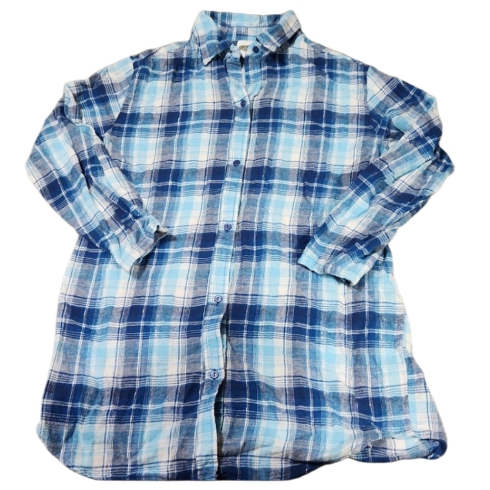 Med Long Flannel With Silver Threads